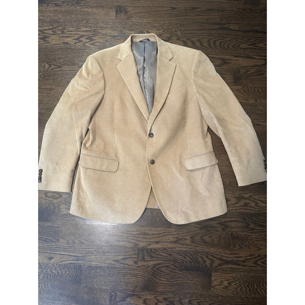 DOCKERS Corduroy Blazer Men's 46 Reg Tan Leather Buttons Casual Preppy Office